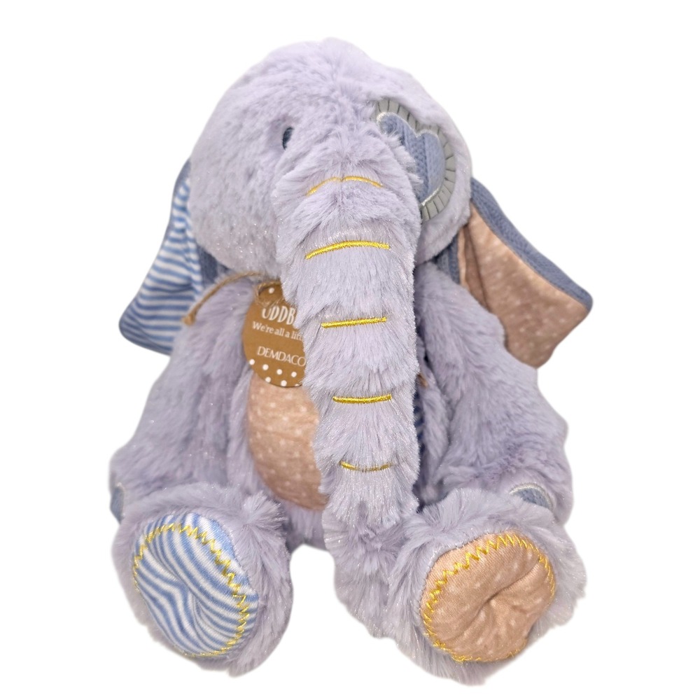 Demdaco Oddball Elephant 10" Plush Purple Lavender Striped Stuffed Animal